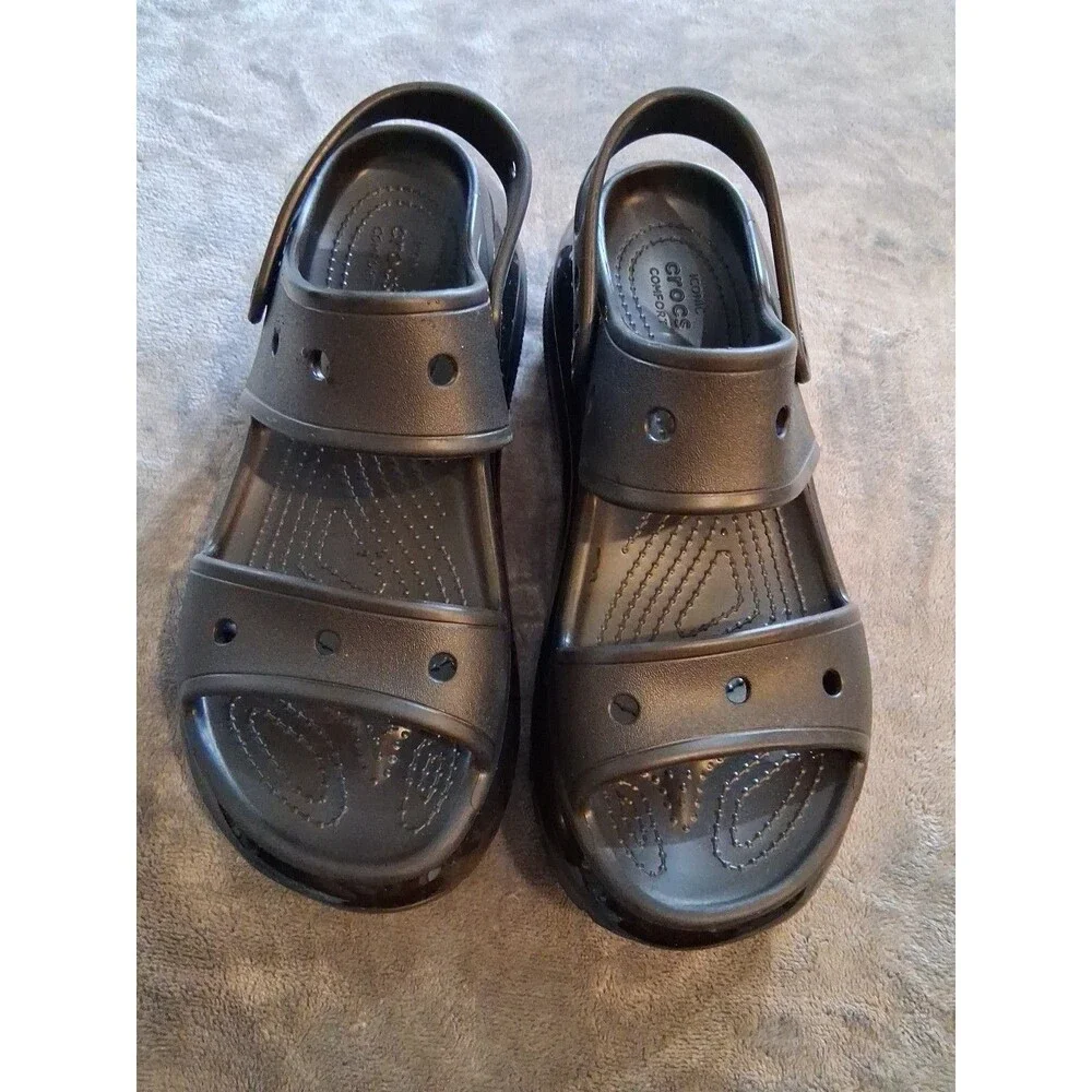 Crocs Classic Mega Crush Sandal Unisex Thick Soled Sandals Black Sz M 8 Women 10 - Picture 7 of 12